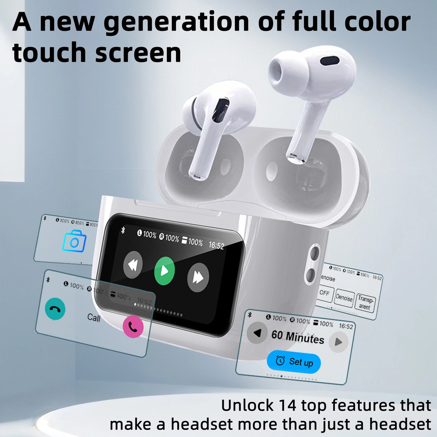 Wireless Bluetooth ANC Earbuds with Mic – Noise Cancelling Headset