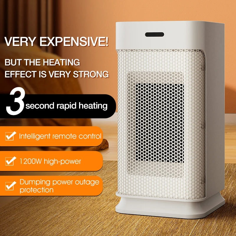 Portable PTC Ceramic Space Heater 1200W – Fast Heating Electric Fan with Remote & Timer