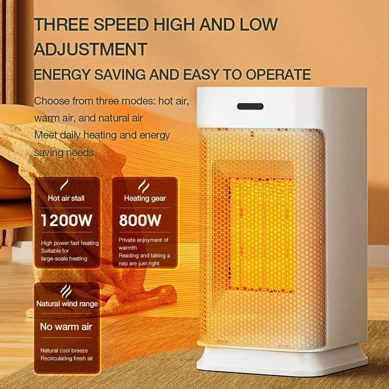 Portable PTC Ceramic Space Heater 1200W – Fast Heating Electric Fan with Remote & Timer