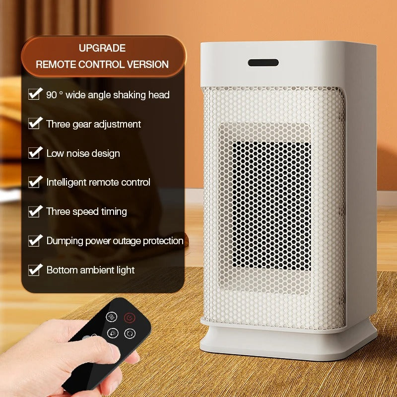 Portable PTC Ceramic Space Heater 1200W – Fast Heating Electric Fan with Remote & Timer
