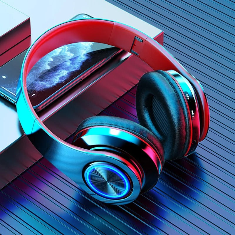 Bluetooth Gaming Headset Wireless Stereo Headphones with Mic & RGB Lights for PC/Laptop