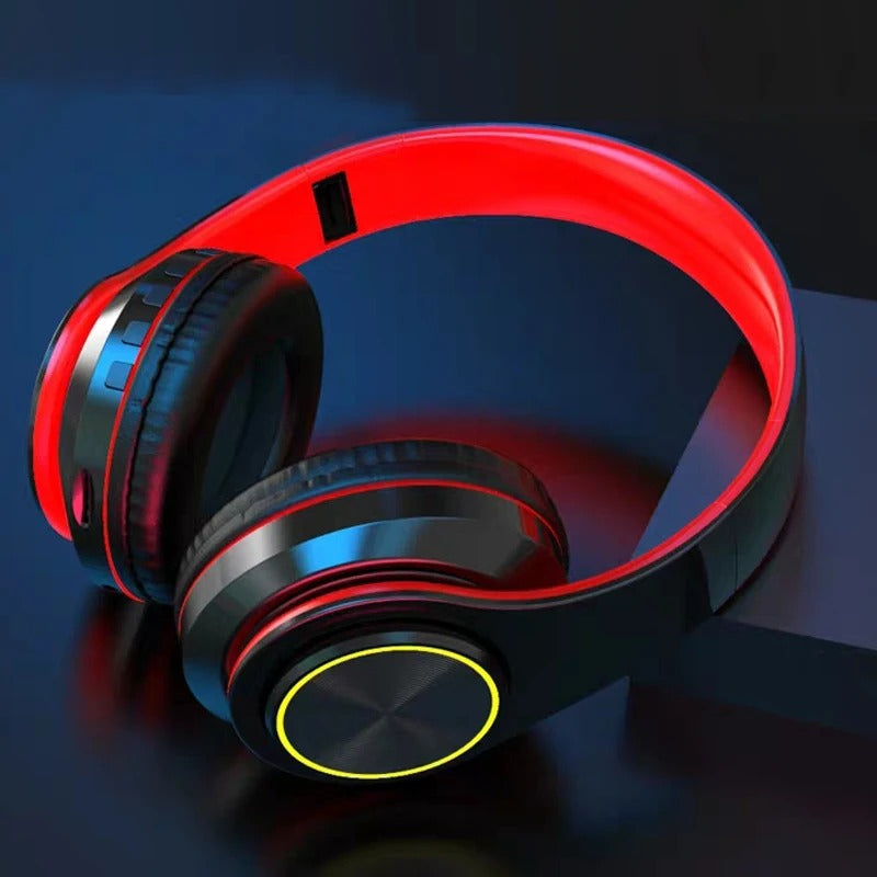 Bluetooth Gaming Headset Wireless Stereo Headphones with Mic & RGB Lights for PC/Laptop
