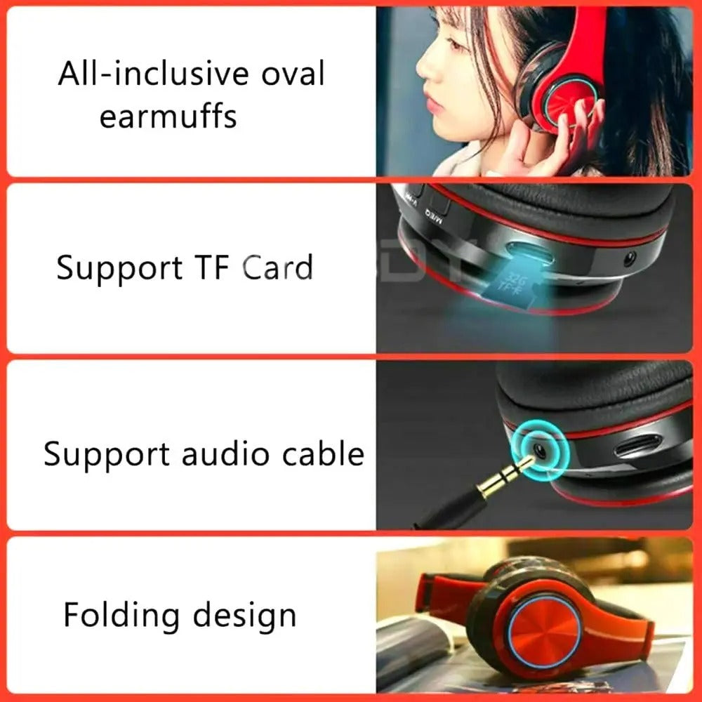 Bluetooth Gaming Headset Wireless Stereo Headphones with Mic & RGB Lights for PC/Laptop