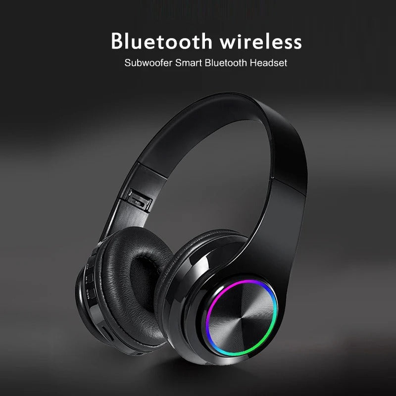 Bluetooth Gaming Headset Wireless Stereo Headphones with Mic & RGB Lights for PC/Laptop