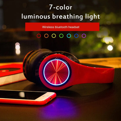 Bluetooth Gaming Headset Wireless Stereo Headphones with Mic & RGB Lights for PC/Laptop