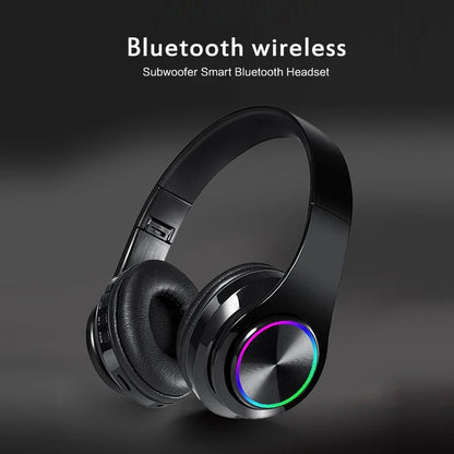 Bluetooth Gaming Headset Wireless Stereo Headphones with Mic & RGB Lights for PC/Laptop